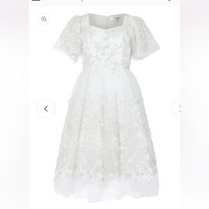 Elegant White Floral Embellished Dress